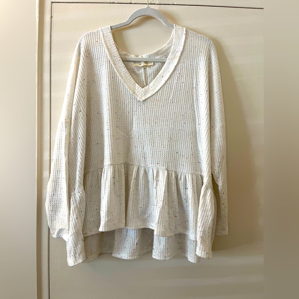 Altard State White Knit Blouse with Rainbow Flecks - Plus Size A